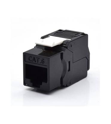Picture of UTP Cat. 6 keystone jack, Dual IDC type, 90 degree, black color with dust cover