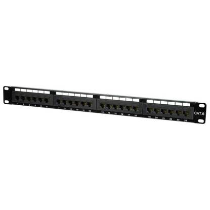 Picture of 19" Patch Panel Cat.5e UTP 24 RJ45 ports 1U with cable management, Black